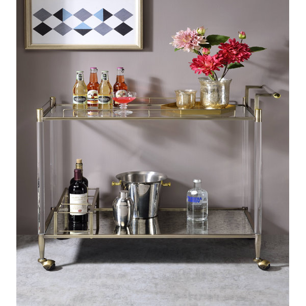 Everly Quinn Luedora 2Tier Shelf Bar Cart in Brass Wayfair